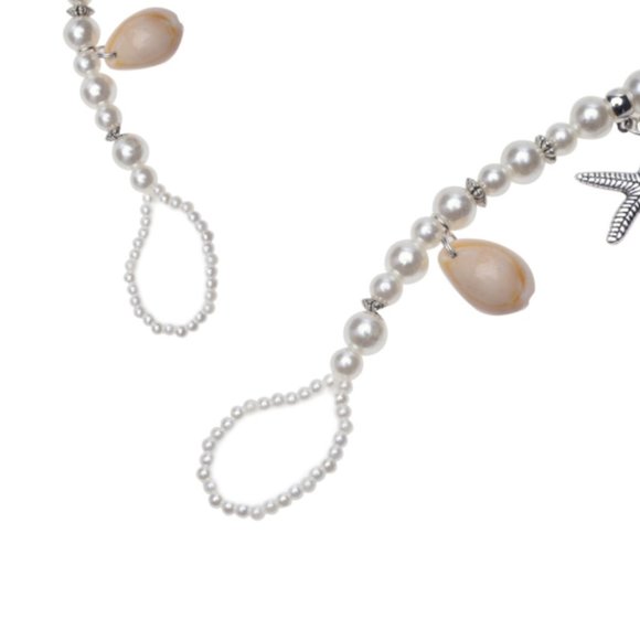 Barefoot Sandals With Starfish, Pearls & Cowrie Seashells for Beach Wedding NWT - Picture 5 of 5